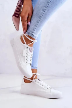 Damskie Cross Jeans Damskie Skórzane Trampki JJ2R4043C Białe