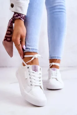 Damskie Cross Jeans Damskie Skórzane Trampki JJ2R4043C Białe