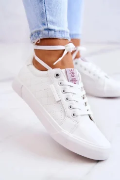 Damskie Cross Jeans Damskie Skórzane Trampki JJ2R4043C Białe