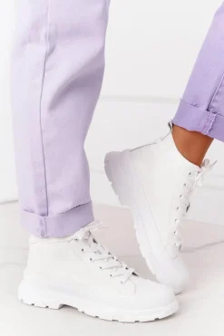 Hot Boto Damskie Skórzane Trampki Na Dużej Podeszwie Białe Trissy