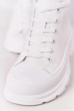 Hot Boto Damskie Skórzane Trampki Na Dużej Podeszwie Białe Trissy