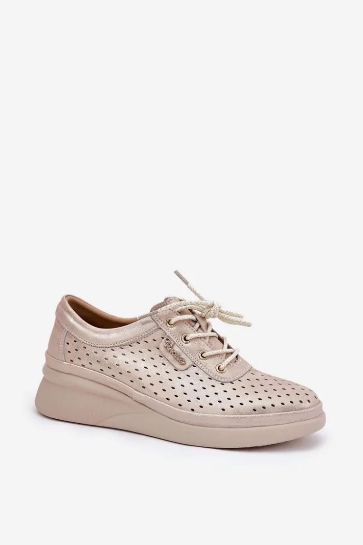 Discount Buty damskie Vinceza Damskie Skórzane Trampki Sportowe Buty Złote Brumia Złoty