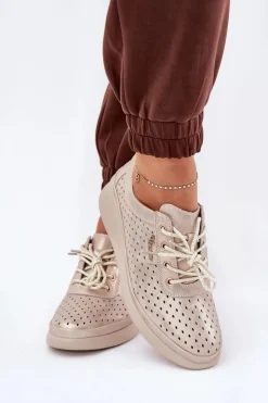 Discount Buty damskie Vinceza Damskie Skórzane Trampki Sportowe Buty Złote Brumia Złoty