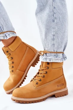 Best Big Star Shoes Damskie Skórzane Trapery Big Star II274447 Camel