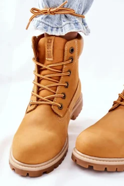 Best Big Star Shoes Damskie Skórzane Trapery Big Star II274447 Camel