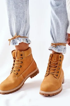 Best Big Star Shoes Damskie Skórzane Trapery Big Star II274447 Camel