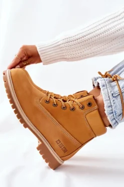 Best Big Star Shoes Damskie Skórzane Trapery Big Star II274447 Camel