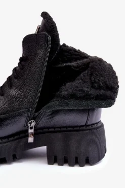 Zazoo Damskie Trapery|Botki Sznurowane*Damskie Skórzane Trapery Botki Czarne Lemar Vergo - Wzór 2