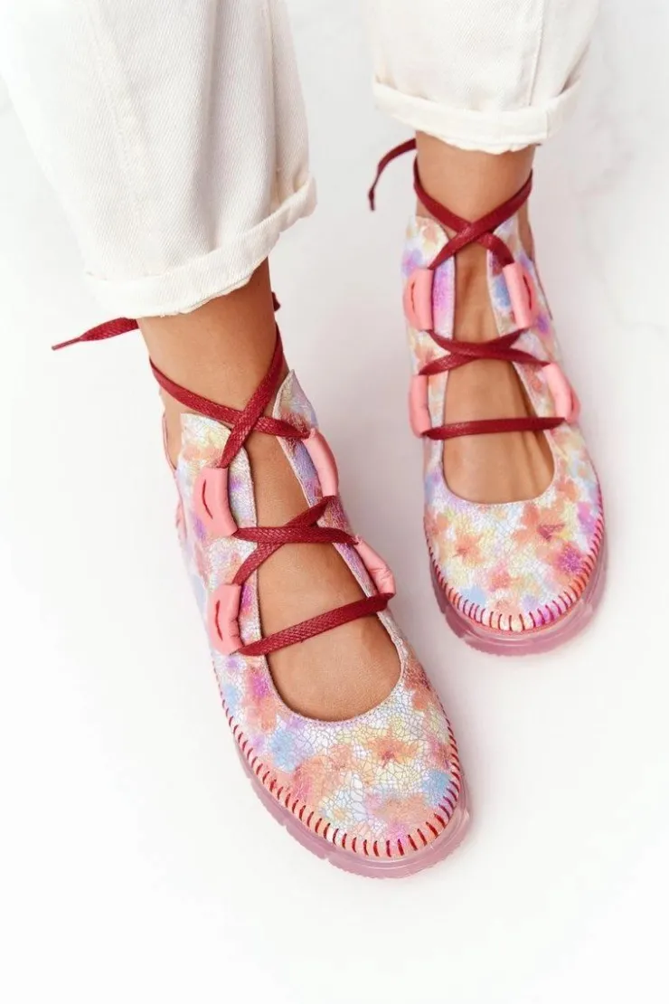 Damskie Maciejka Damskie Skórzane Trzewiki Róż 04457-15