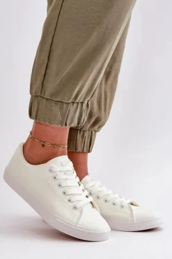 Evento Trampki Damskie Niskie*Damskie Skórzane Wiązane Klasyczne Trampki Białe Misima Biały