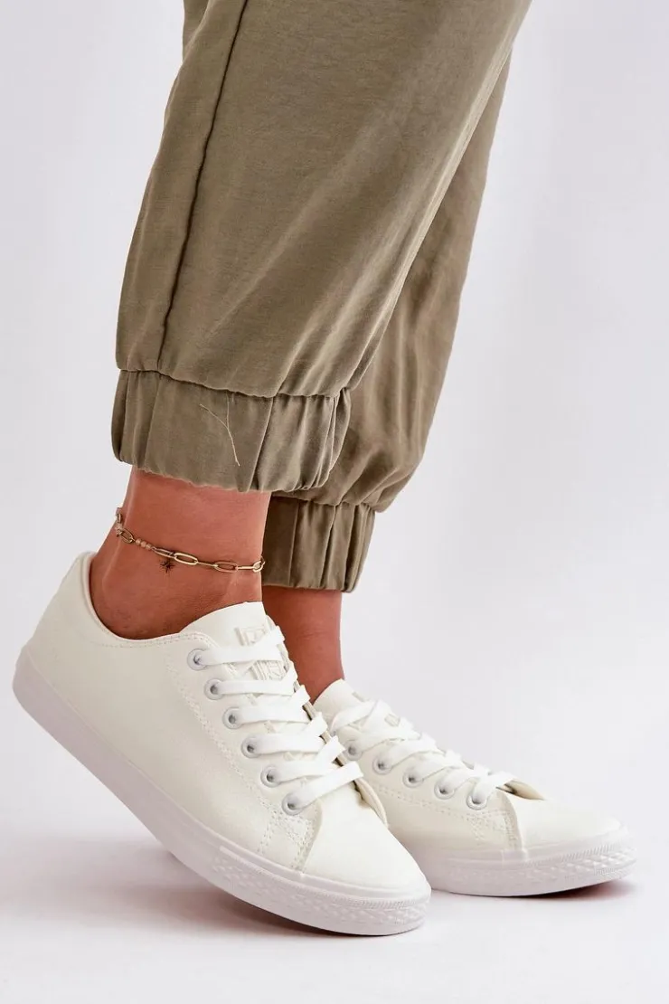 Evento Trampki Damskie Niskie*Damskie Skórzane Wiązane Klasyczne Trampki Białe Misima Biały