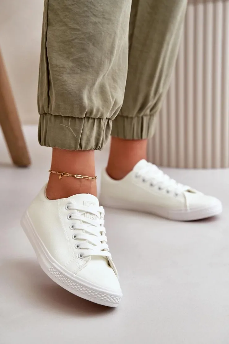 Evento Trampki Damskie Niskie*Damskie Skórzane Wiązane Klasyczne Trampki Białe Misima Biały