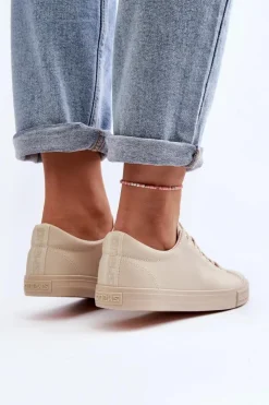 Damskie Evento Damskie Skórzane Wiązane Klasyczne Trampki Beżowe Misima