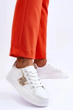 New Boto Damskie Sneakersy Biało-Złote Diahna