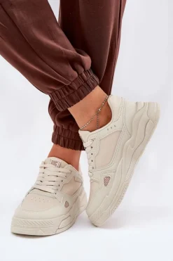 Big Star Shoes Buty Sportowe Big Star|Sneakersy Damskie*Damskie Sneakersy Big Star NN274668 Beżowe Beżowy