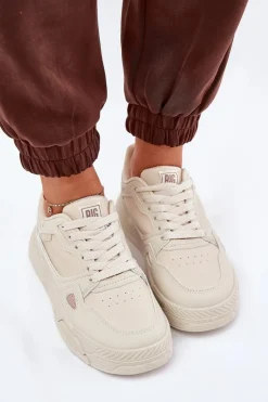 Big Star Shoes Buty Sportowe Big Star|Sneakersy Damskie*Damskie Sneakersy Big Star NN274668 Beżowe Beżowy