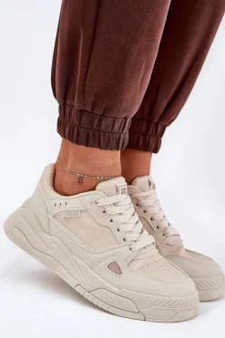 Big Star Shoes Buty Sportowe Big Star|Sneakersy Damskie*Damskie Sneakersy Big Star NN274668 Beżowe Beżowy