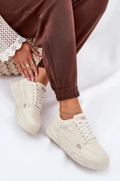 Big Star Shoes Buty Sportowe Big Star|Sneakersy Damskie*Damskie Sneakersy Big Star NN274668 Beżowe Beżowy