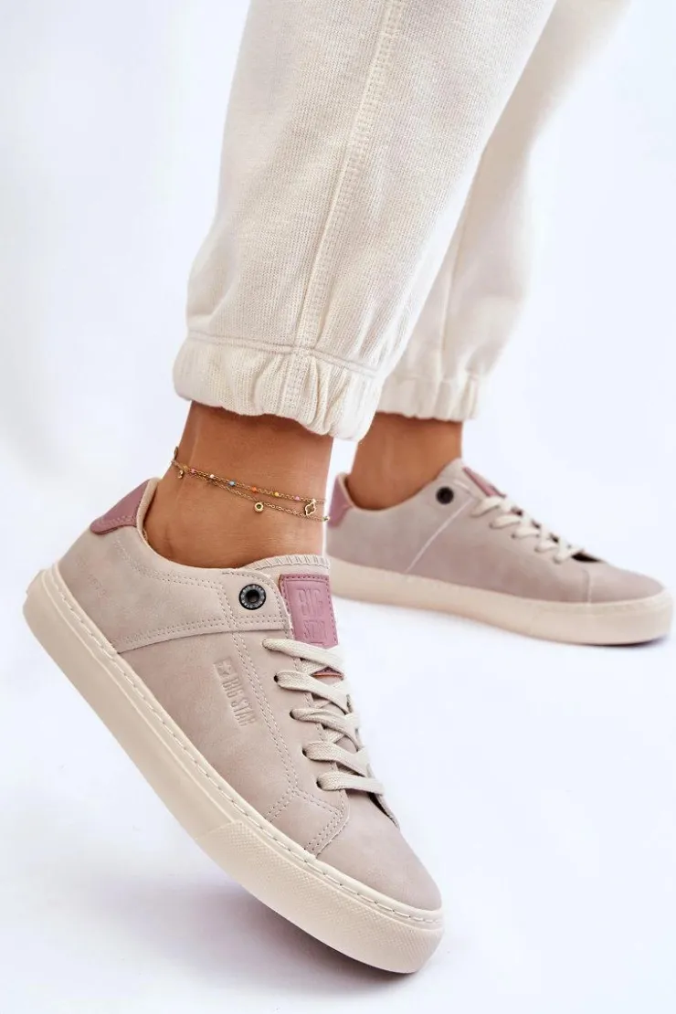 Big Star Shoes Buty Sportowe Big Star|Sneakersy Damskie*Damskie Sneakersy Big Star LL274399 Beżowe