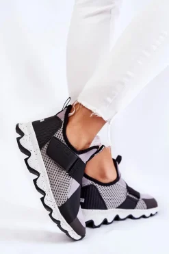 Damskie Big Star Shoes Damskie Sneakersy Big Star KK274546 Szaro-Czarne