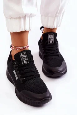 New Big Star Shoes Damskie Sneakersy Big Star KK274063 Czarne