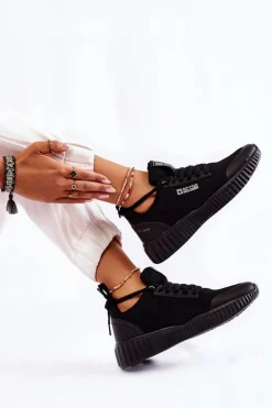 New Big Star Shoes Damskie Sneakersy Big Star KK274063 Czarne