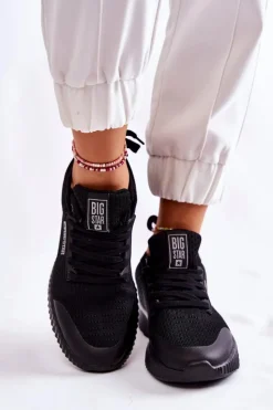 New Big Star Shoes Damskie Sneakersy Big Star KK274063 Czarne