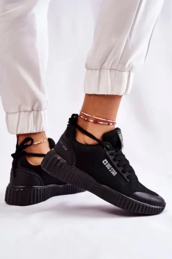 New Big Star Shoes Damskie Sneakersy Big Star KK274063 Czarne