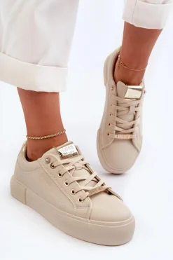 Big Star Shoes Damskie Sneakersy Big Star NN274210 Beżowe Beżowy