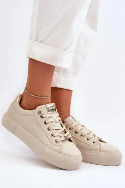 Big Star Shoes Damskie Sneakersy Big Star NN274210 Beżowe Beżowy