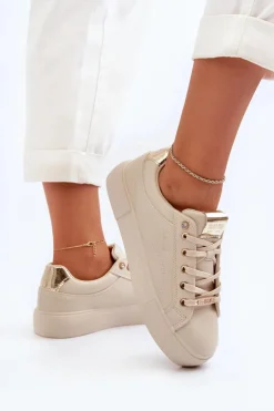 Big Star Shoes Damskie Sneakersy Big Star NN274210 Beżowe Beżowy