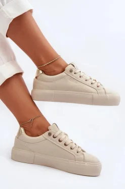 Big Star Shoes Damskie Sneakersy Big Star NN274210 Beżowe Beżowy