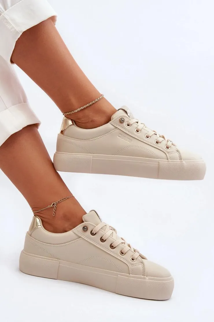 Big Star Shoes Damskie Sneakersy Big Star NN274210 Beżowe Beżowy