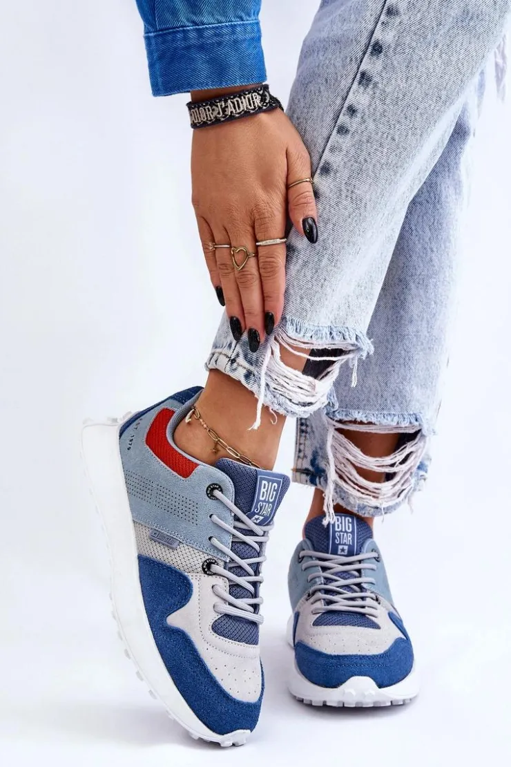 Clearance Big Star Shoes Damskie Sneakersy Big Star LL274421 Niebieskie