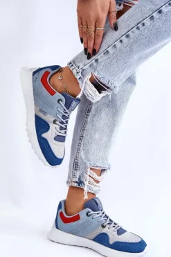 Clearance Big Star Shoes Damskie Sneakersy Big Star LL274421 Niebieskie