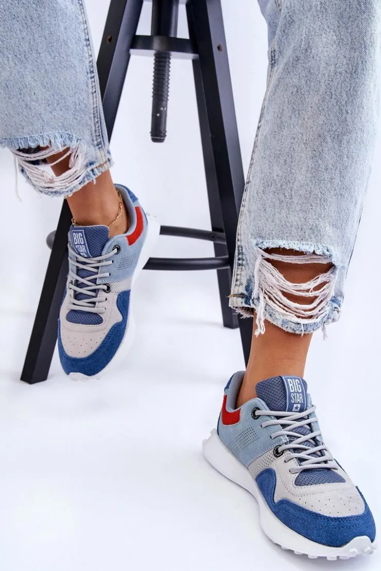 Clearance Big Star Shoes Damskie Sneakersy Big Star LL274421 Niebieskie