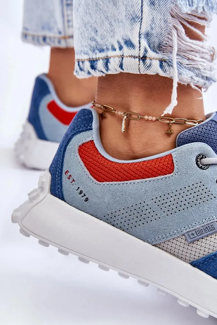 Clearance Big Star Shoes Damskie Sneakersy Big Star LL274421 Niebieskie