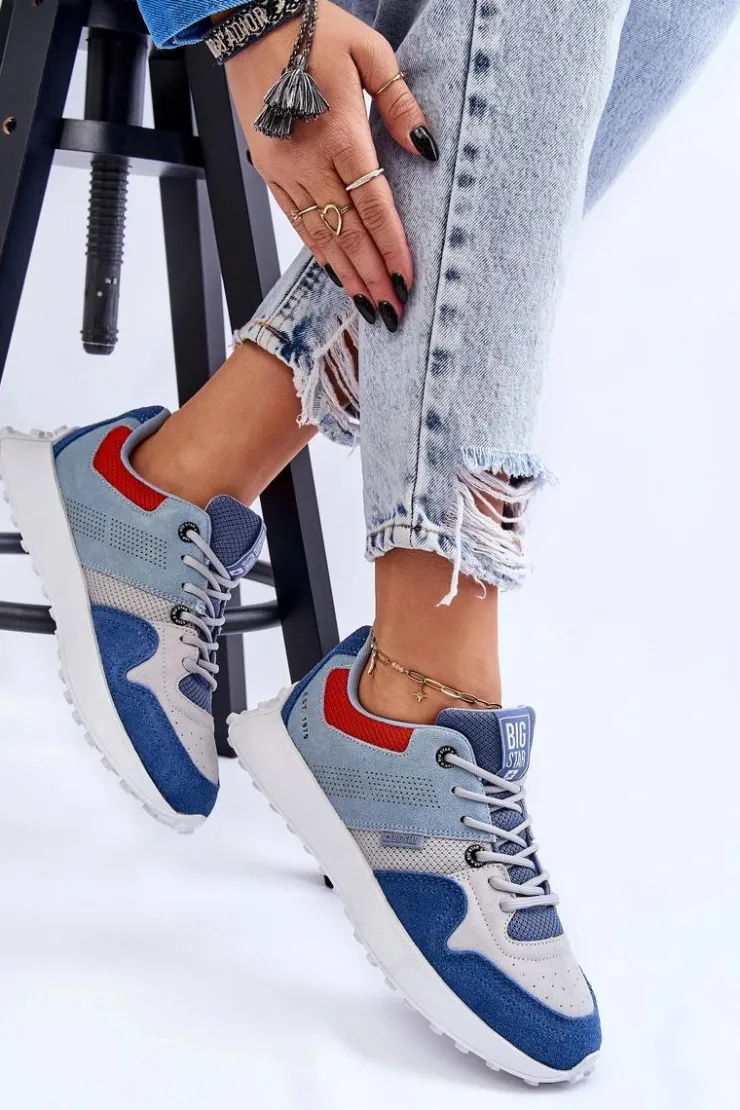 Clearance Big Star Shoes Damskie Sneakersy Big Star LL274421 Niebieskie