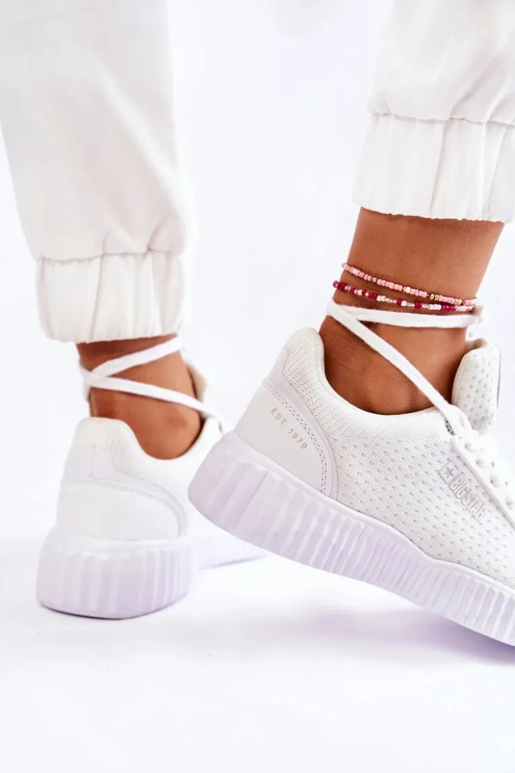 Big Star Shoes Buty Sportowe Na Platformie|Buty Sportowe Big Star*Damskie Sneakersy Big Star KK274062 Białe