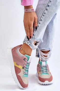 Damskie Big Star Shoes Damskie Sneakersy Big Star LL274422 Różowo-Beżowe