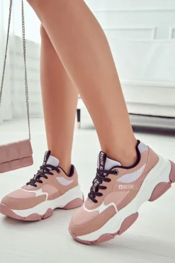 New Big Star Shoes Damskie Sneakersy Buty Sportowe Big Star JJ274577 Różowe