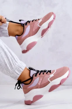 New Big Star Shoes Damskie Sneakersy Buty Sportowe Big Star JJ274577 Różowe