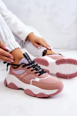 New Big Star Shoes Damskie Sneakersy Buty Sportowe Big Star JJ274577 Różowe