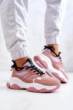 New Big Star Shoes Damskie Sneakersy Buty Sportowe Big Star JJ274577 Różowe