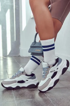 Damskie Big Star Shoes Damskie Sneakersy Buty Sportowe Big Star JJ274580 Biało-Niebieskie