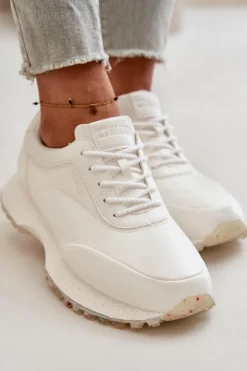 Outlet Big Star Shoes Damskie Sneakersy Buty Sportowe Z Eko Skóry Big Star OO274023 Hi-Poly System Białe