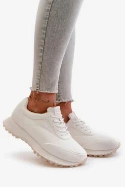 Outlet Big Star Shoes Damskie Sneakersy Buty Sportowe Z Eko Skóry Big Star OO274023 Hi-Poly System Białe