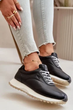 Damskie Big Star Shoes Damskie Sneakersy Buty Sportowe Z Eko Skóry Big Star OO274024 Hi-Poly System Czarne