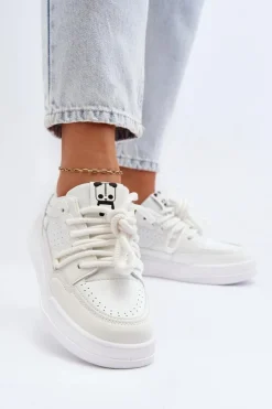 Discount Boto Damskie Sneakersy Eko Skórzane Białe Avanalis Biały