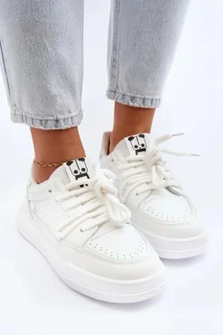 Discount Boto Damskie Sneakersy Eko Skórzane Białe Avanalis Biały